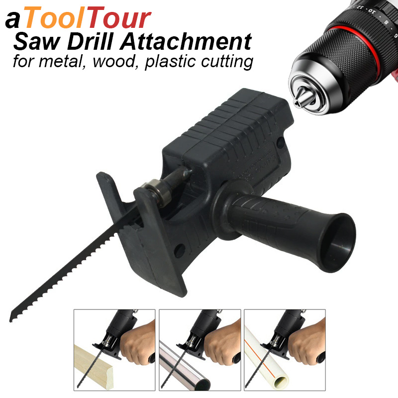 Reciprocating Saw Attachment Drill - อะแดปเตอร์เลื่อยลูกสูบสำหรับสว่านไฟฟ้า อุปกรณ์แปลงแบบพกพา ใช้ตัดโลหะ พลาสติก ไม้ DIY
