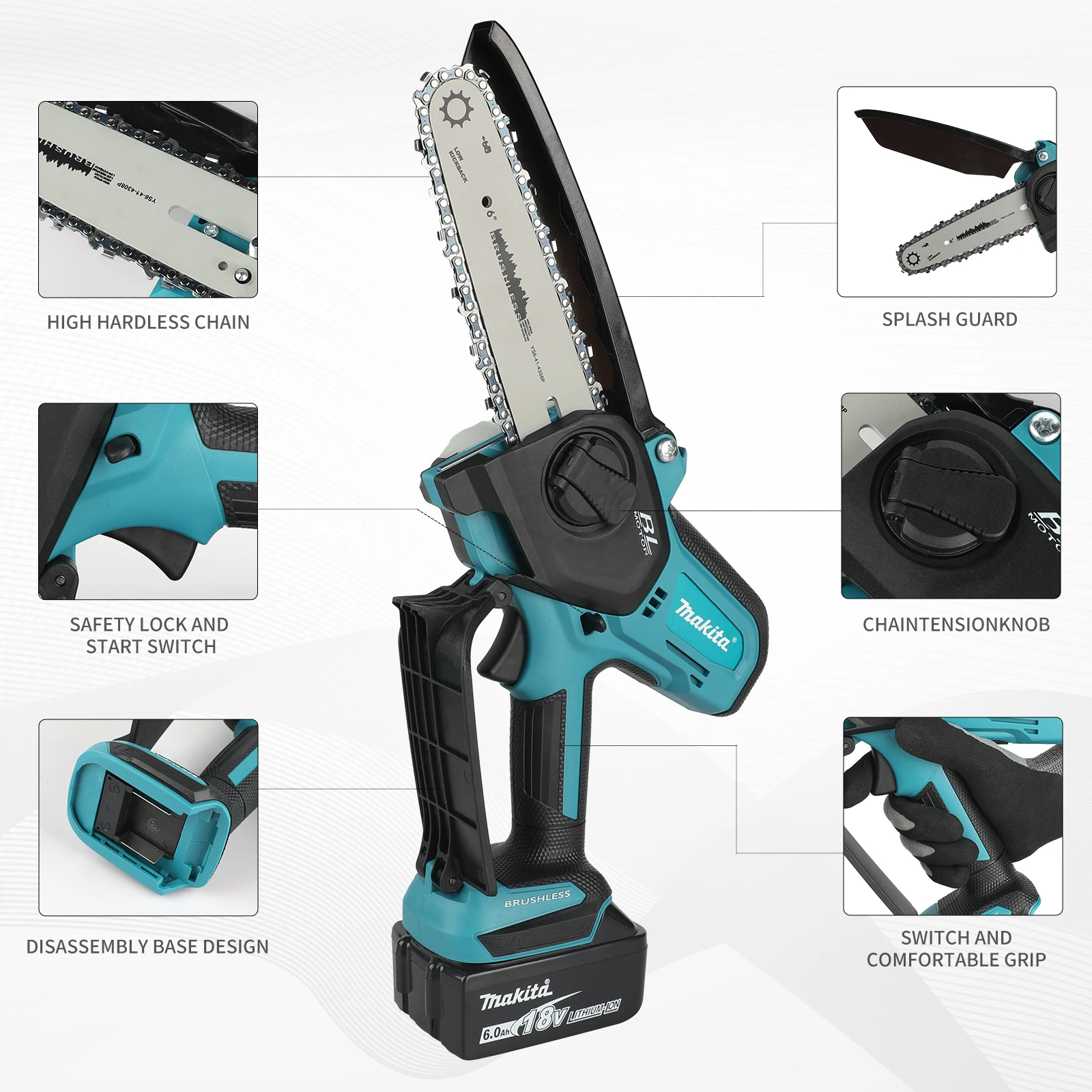 Mini Electric Chainsaw 6 Inch - เลื่อยโซ่ไร้สายสำหรับงานไม้ พร้อมเลื่อยโซ่ไฟฟ้าขนาดเล็กแบบมือถือ 6 นิ้ว เลื่อยโซ่พกพาขนาดเล็ก UC286