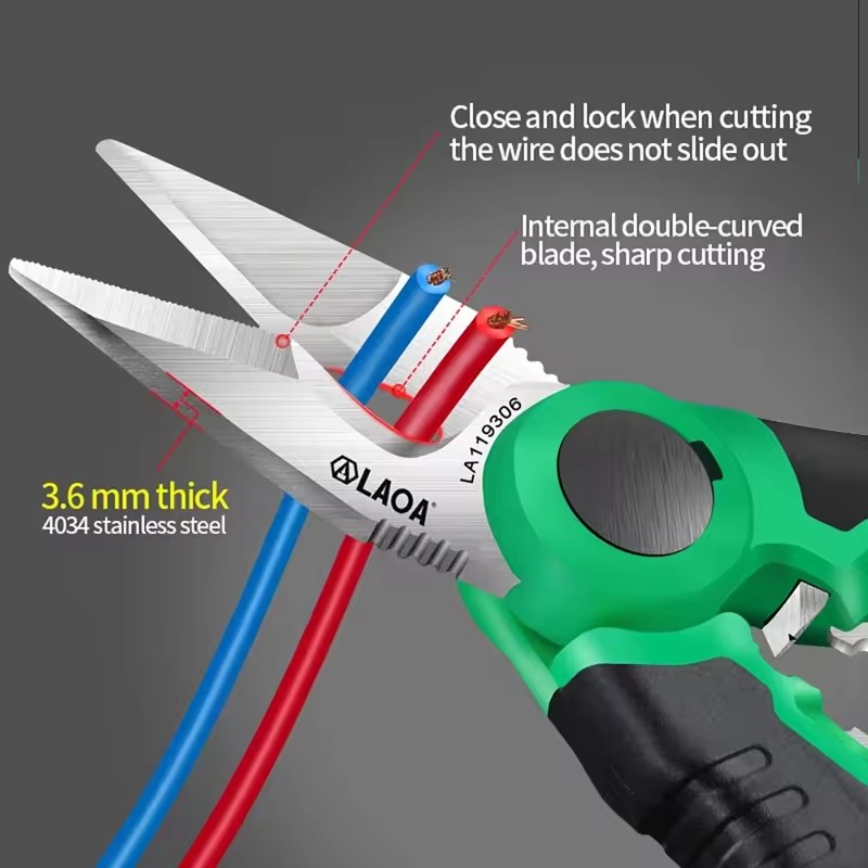 Automatic Wire Stripper Cutter - กรรไกรช่างไฟฟ้า LAOA ขนาด 6/7/8 นิ้ว ตัดสายไฟ
