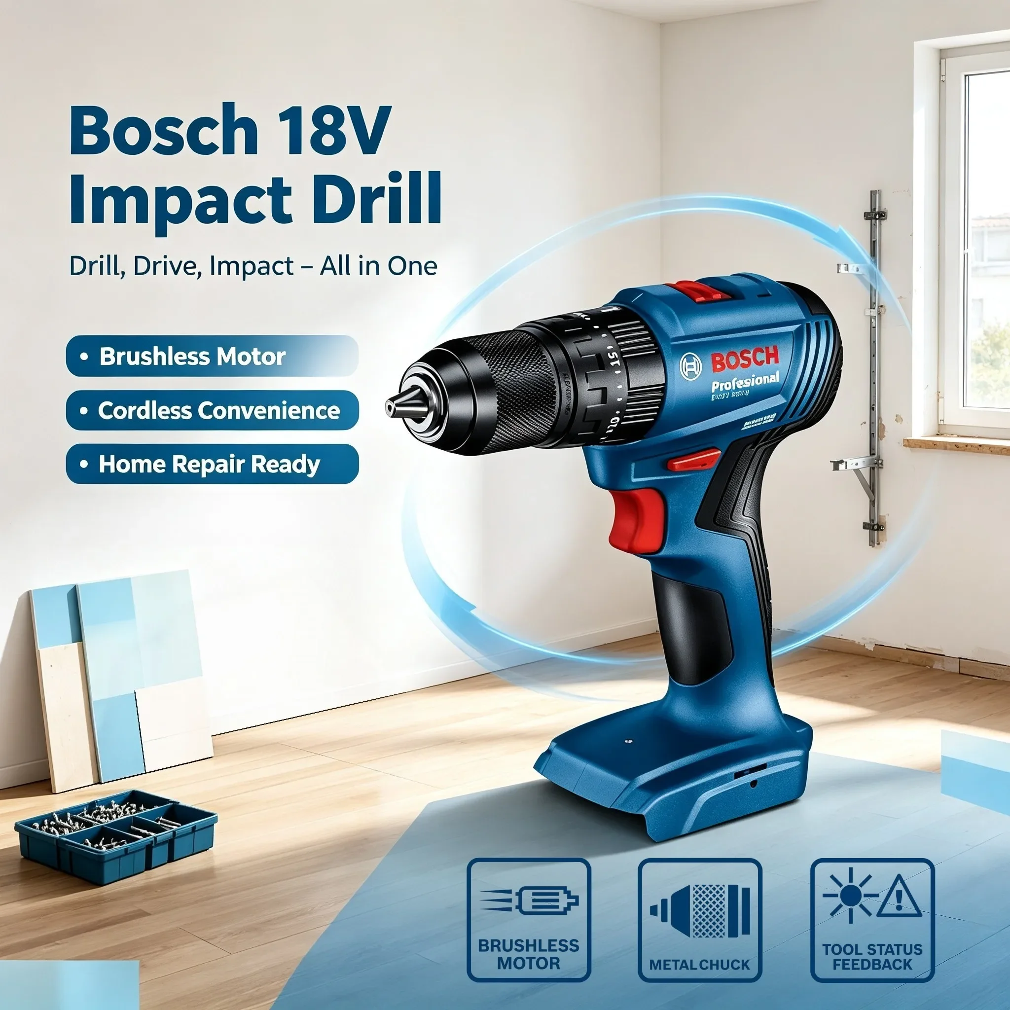 สว่านกระแทกไร้สายแบบมอเตอร์ไร้ - Brushless Cordless Electric Drill 18V บทวิจารณ์และราคา