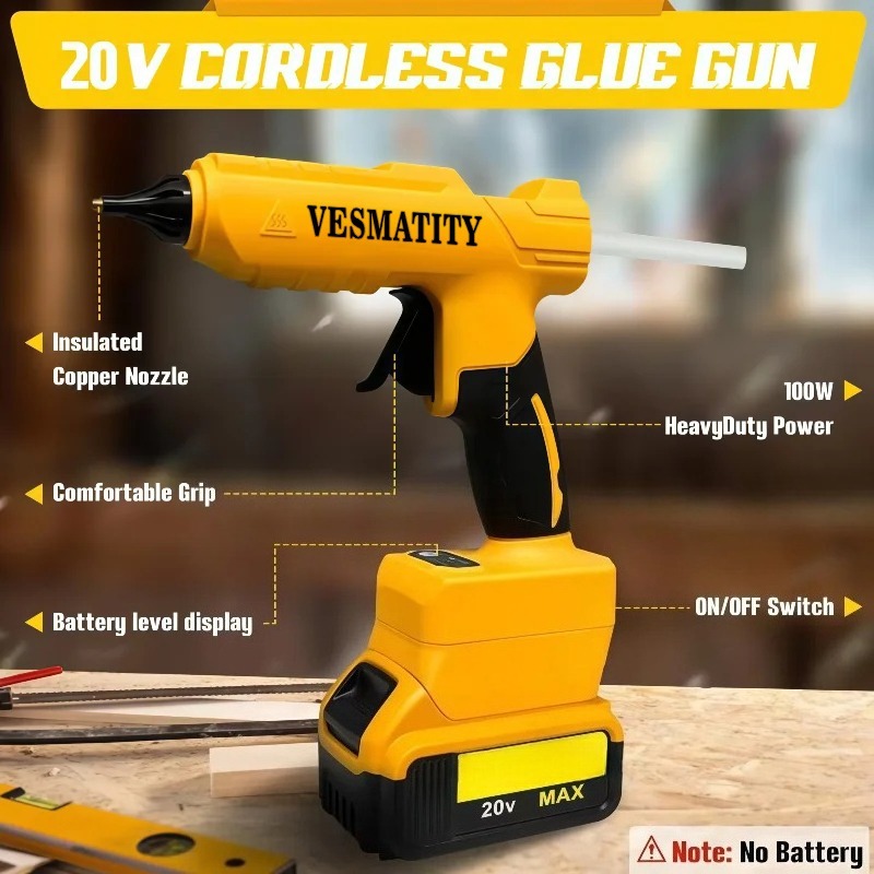 ปืนกาวร้อน VESMATITY DIY เครื่ - Hot Melt Glue Gun Cordless บทวิจารณ์และราคา