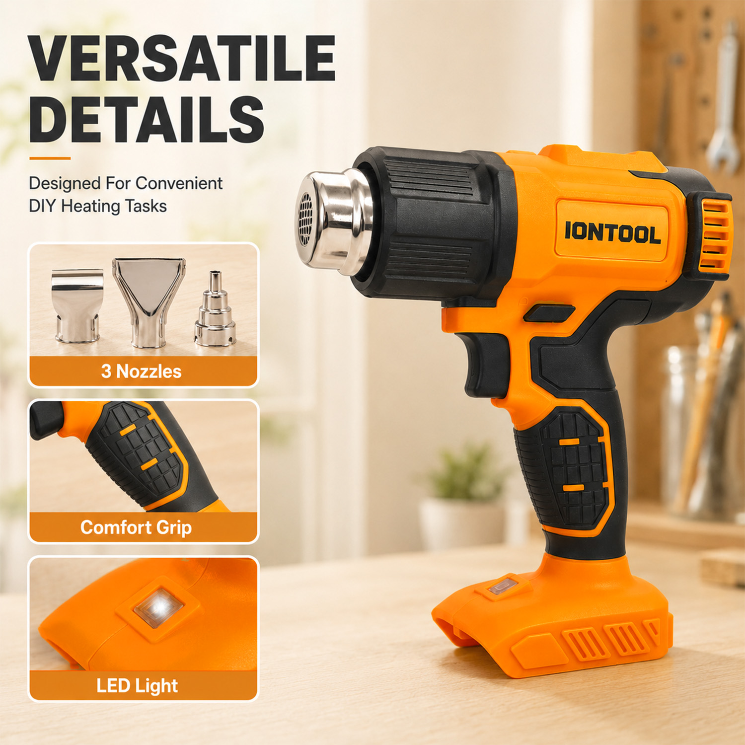 ไอออนทูล 250/500LPM 550 ℃   ปื - Cordless Heat Gun For Shrink Tubing บทวิจารณ์และราคา