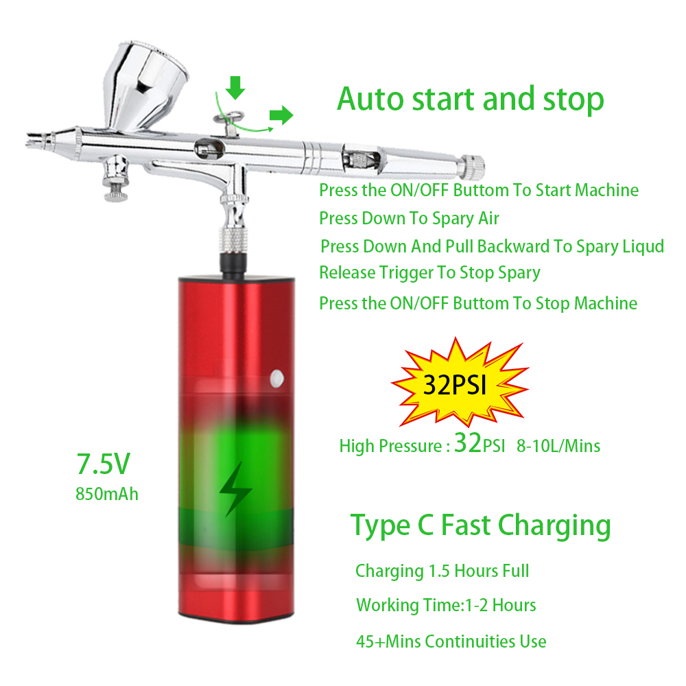 RIBO TM80S-180W ขายส่ง Airbrus - Airbrush Kit With Mini Compressor บทวิจารณ์และราคา