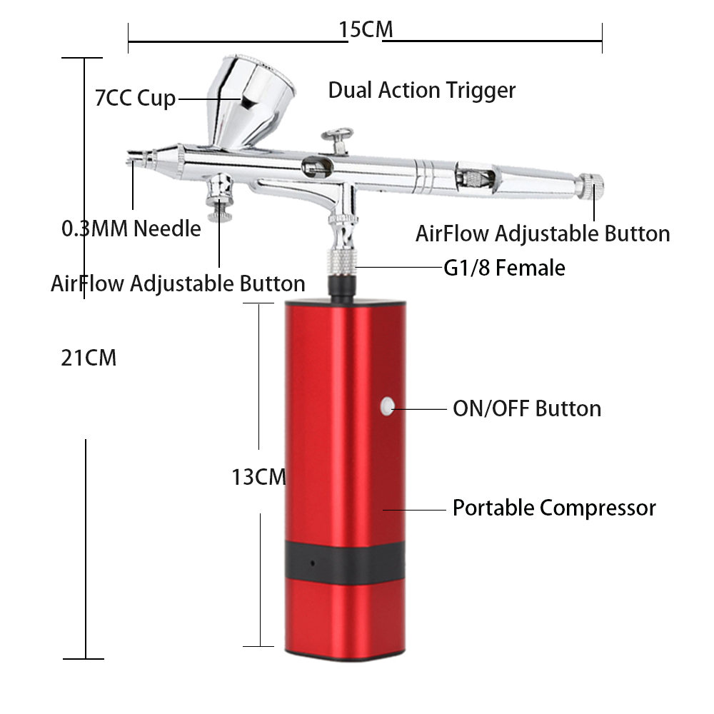 RIBO TM80S-180W ขายส่ง Airbrus - Airbrush Kit With Mini Compressor บทวิจารณ์และราคา